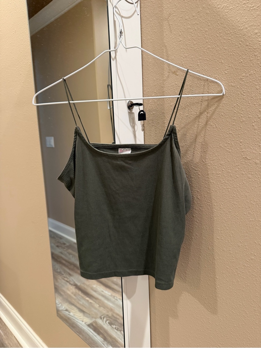 No Boundaries Olive Green Ribbed Spaghetti Strap Cami
